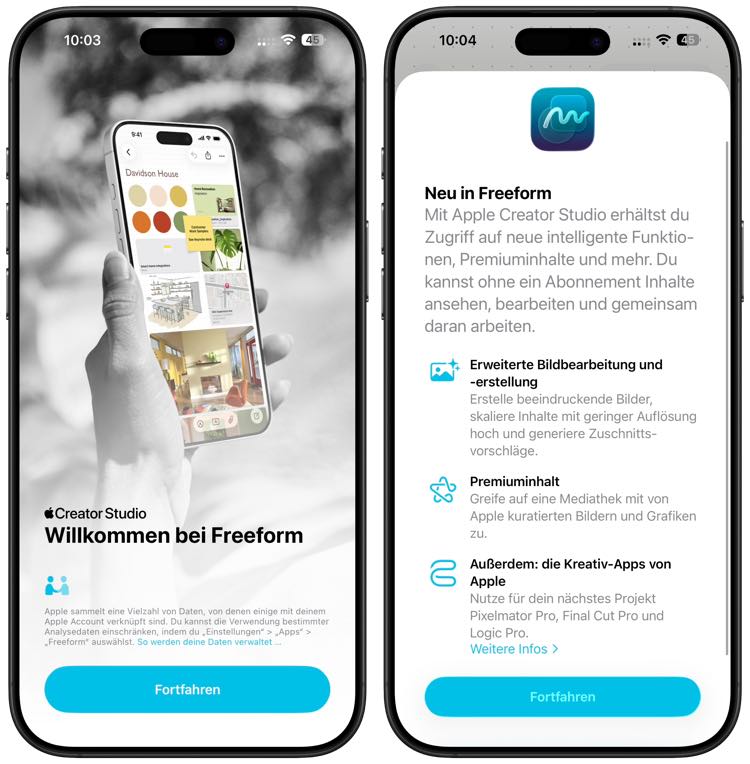 Freeform mit Apple Intelligence Funktionen in iOS 26.4