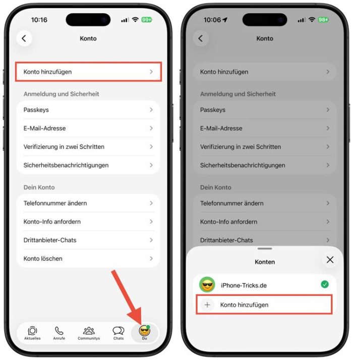 Zwei WhatsApp Konten auf einem iPhone