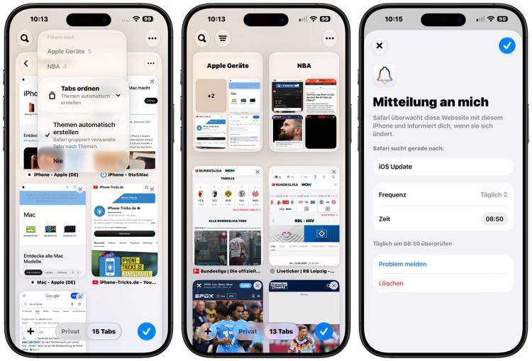 Safari Tabs gruppieren und Mitteilungen in iOS 27